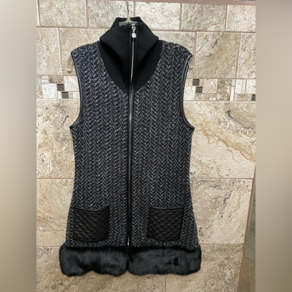 White House Black Market Black and Gray Vest